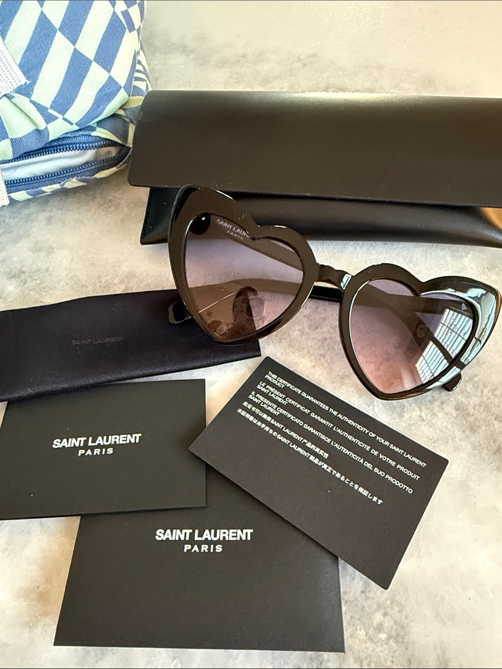 Saint Laurent Heart-Shaped Sunglasses in Black with Gradient Lenses